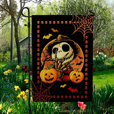Jack Skellington Freddy Halloween Flag - Funny Halloween Horror Movie Garden Flag - House Flag