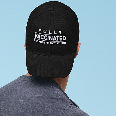 Alternative view of Fully Vaccinated Because I'm Not Stupid Twill Cap - High-Profile Snapback Hat