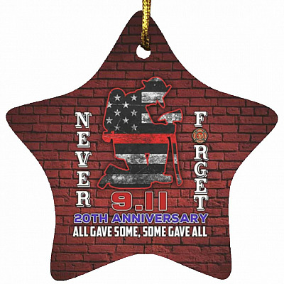 Firefighter Never Forget, White, Star Ornament