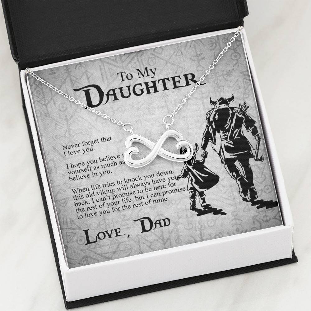 Viking Dad to My Daughter Never Forget That I Love You I Hope You Believe in Yourself Infinity Heart Pendant Necklace