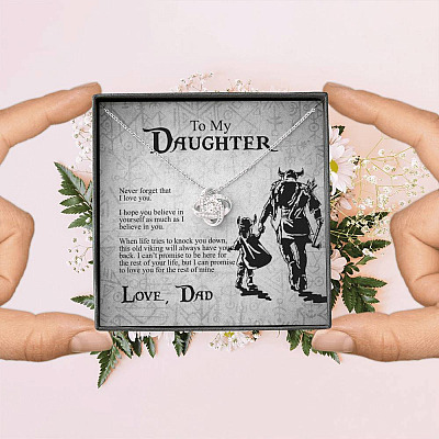 Viking Dad to My Daughter Never Forget That I Love You I Hope You Believe in Yourself Love Knot Pendant Necklace