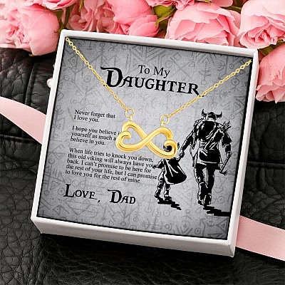 Alternative view of Viking Dad to My Daughter Never Forget That I Love You I Hope You Believe in Yourself Infinity Heart Pendant Necklace