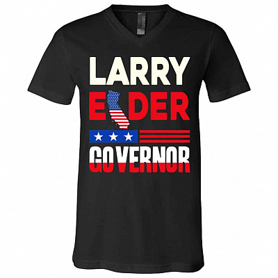 Larry Elder Governor tee, Black, V-Neck T-Shirt