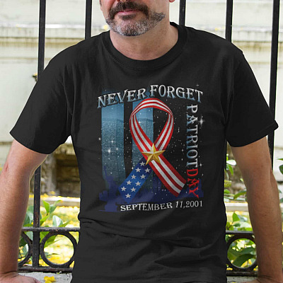 Never Forget Patriot Day 9-11-2001 T-Shirt - Memorial Day Ribbon Shirt
