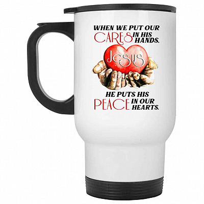 14 oz. White Travel Mug