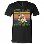 Veteran wife tee, Black, V-Neck T-Shirt