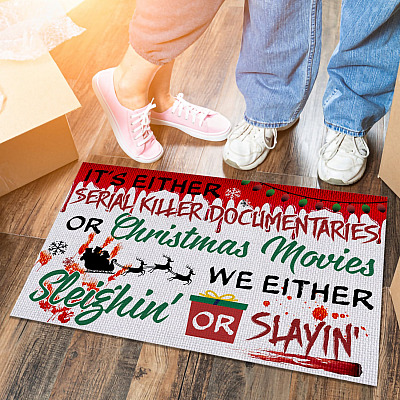 Alternative view of It's Either Serial Killer Documentaries or Christmas Movies Sleighin or Slayin Doormat - Halloween Christmas Doormat