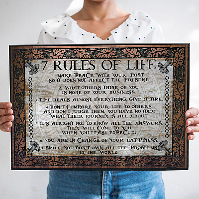 Alternative view of 7 Rules Of Life Viking Framed Canvas - Unframed Poster - Viking Family Home Decor