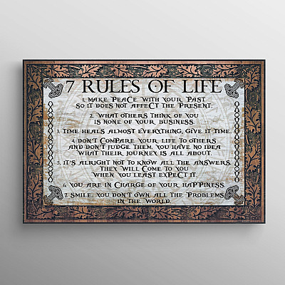 7 Rules Of Life Viking Framed Canvas - Unframed Poster - Viking Family Home Decor