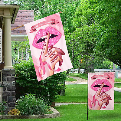Alternative view of Fight Harder Live Stronger Breast Cancer Awareness Garden Flag - House Flag - Wall Flag
