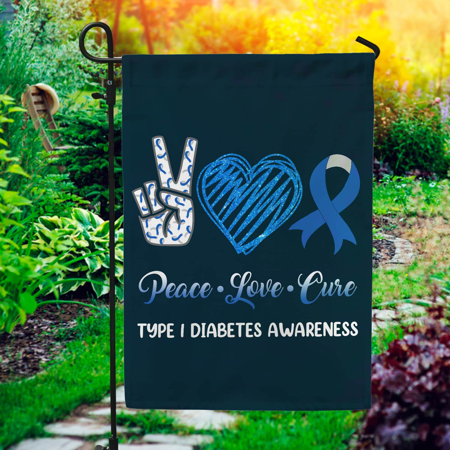 6KNG. Type 1 Diabetes-30x40 Garden Flag Mockup 1