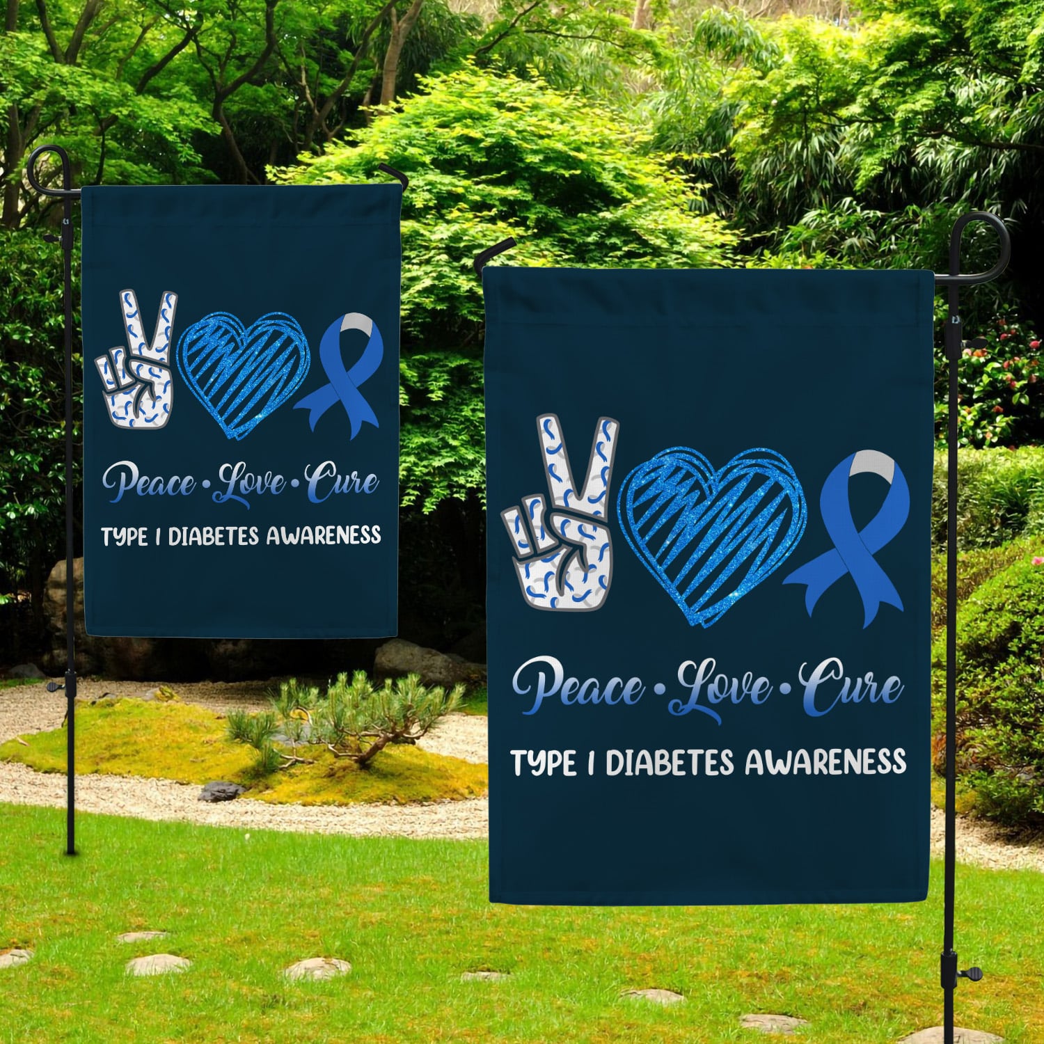 6KNG. Type 1 Diabetes-30x40 Garden Flag Mockup 2 Side