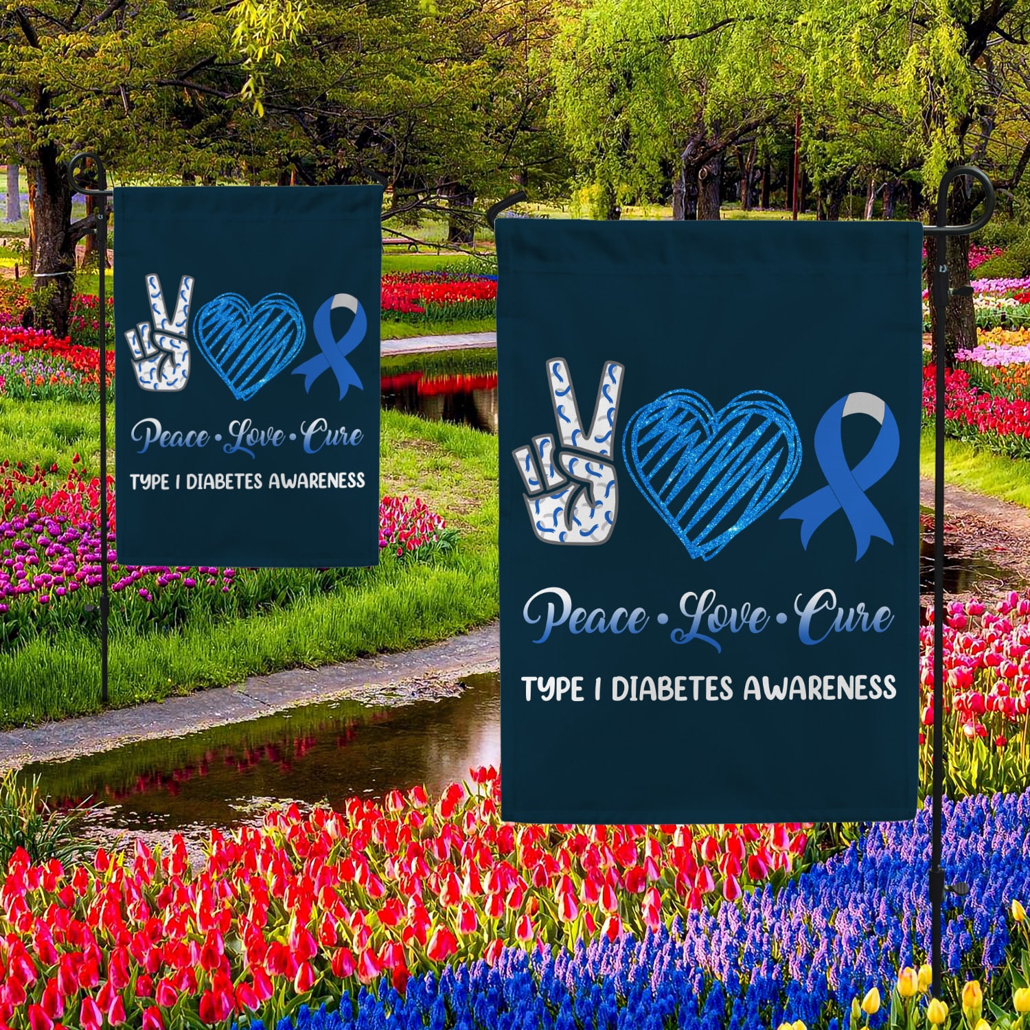 6KNG. Type 1 Diabetes-30x40 Garden Flag Mockup 2 Side-2