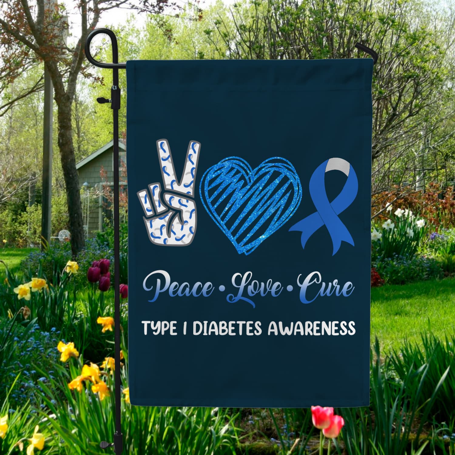 6KNG. Type 1 Diabetes-30x40 Garden Flag Mockup 5