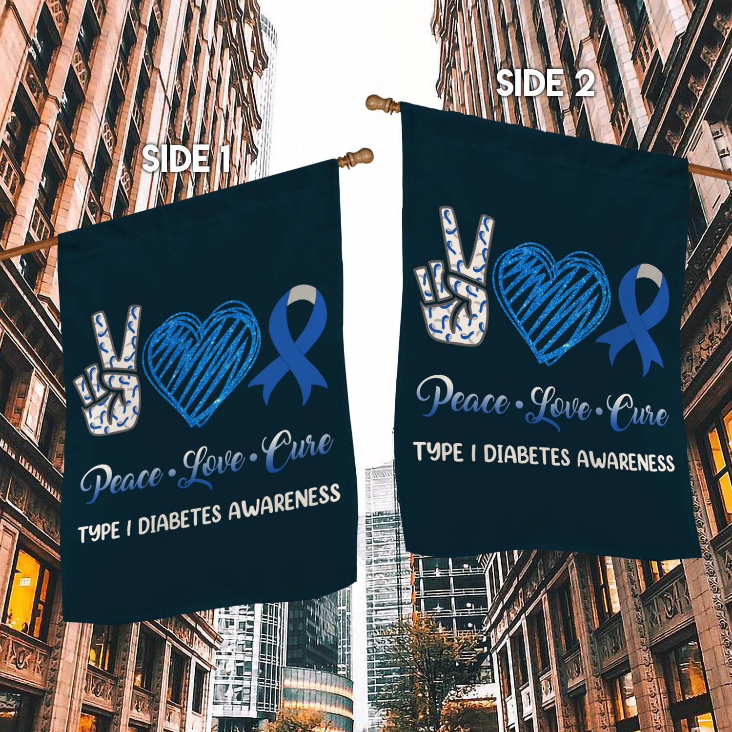 6KNG. Type 1 Diabetes-30x40 House Flag Mockup 2 Side-1