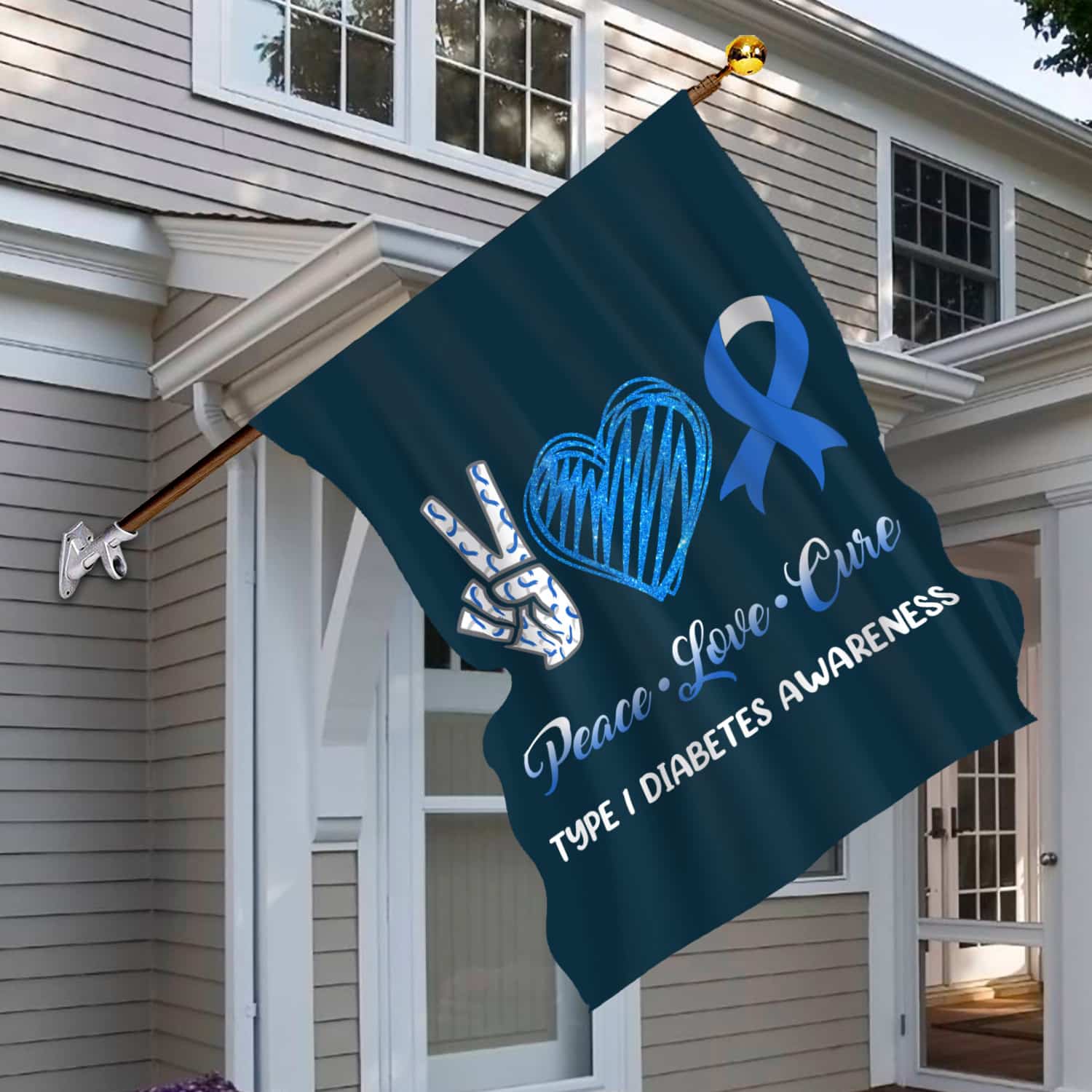 6KNG. Type 1 Diabetes-30x40 House Flag Mockup 6