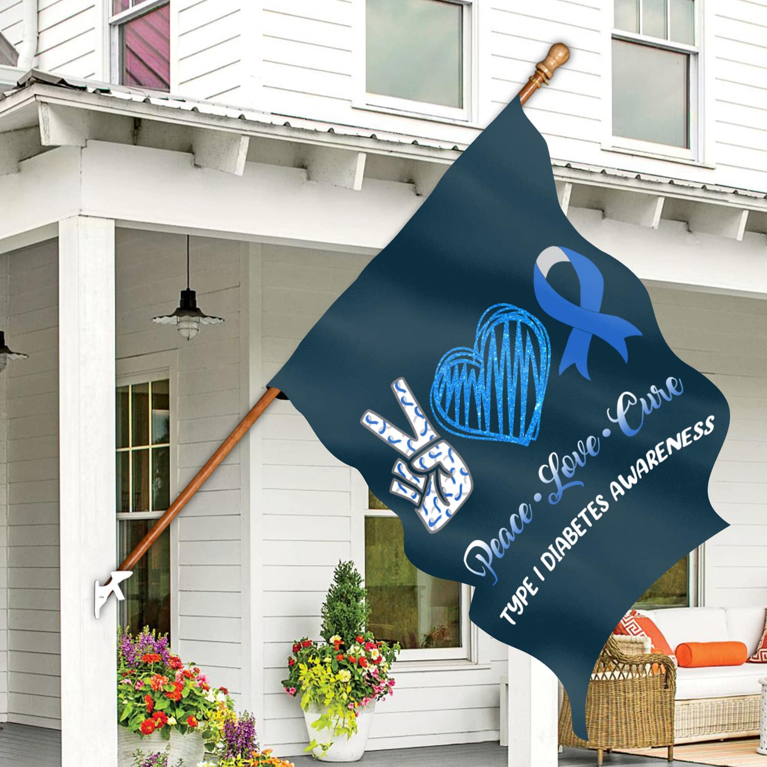 6KNG. Type 1 Diabetes-30x40 House Flag Mockup 7