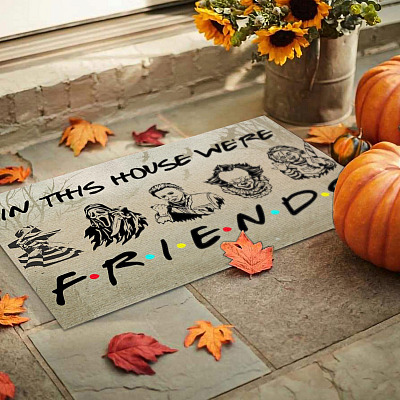 Alternative view of In This House We're Friends Love Family Dream Big Like Scary Movies Halloween Characters Outdoor Welcome House Doormat