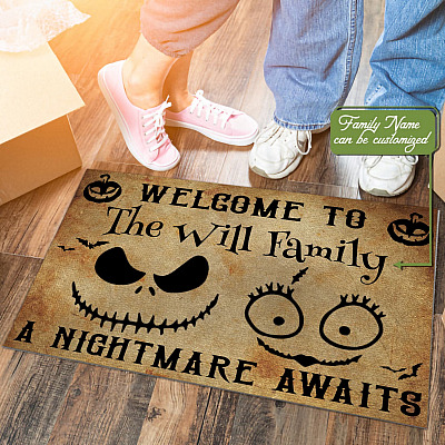 Alternative view of Personalized Couple Name Welcome Home A Nightmare Awaits Doormat - Jack I Found You Sally Found Me Halloween Custom Doormat