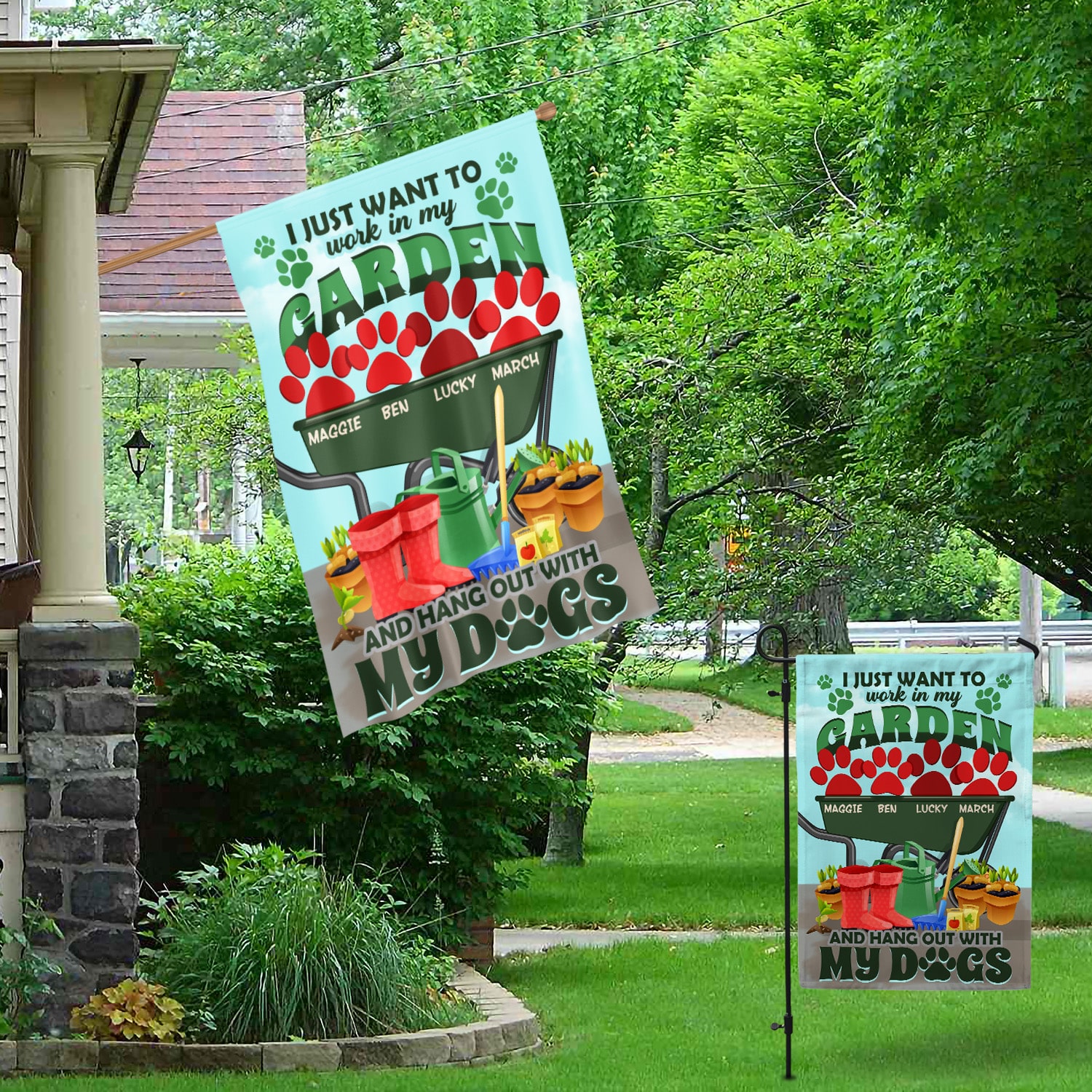 5KT. I Just Want To Work Garden Dog (Sample Design) Garden & House Mockup 1