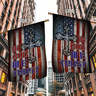 Alternative view of In God We Trust Christian American Garden Flag - House Flag - Wall Flag