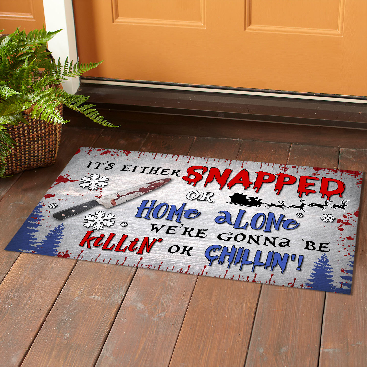 2VT. UU TIEN It's Either Snapped Or Home Alone doormat Doormat mockup 1