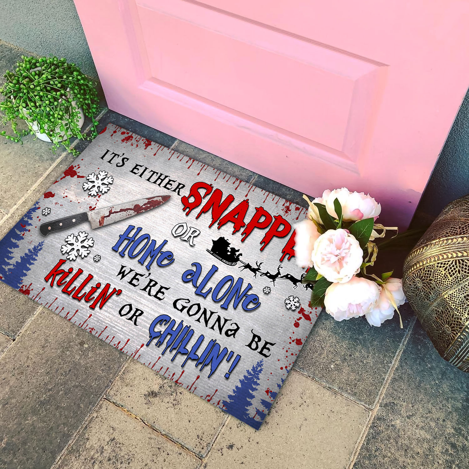 2VT. UU TIEN It's Either Snapped Or Home Alone doormat Doormat mockup 4