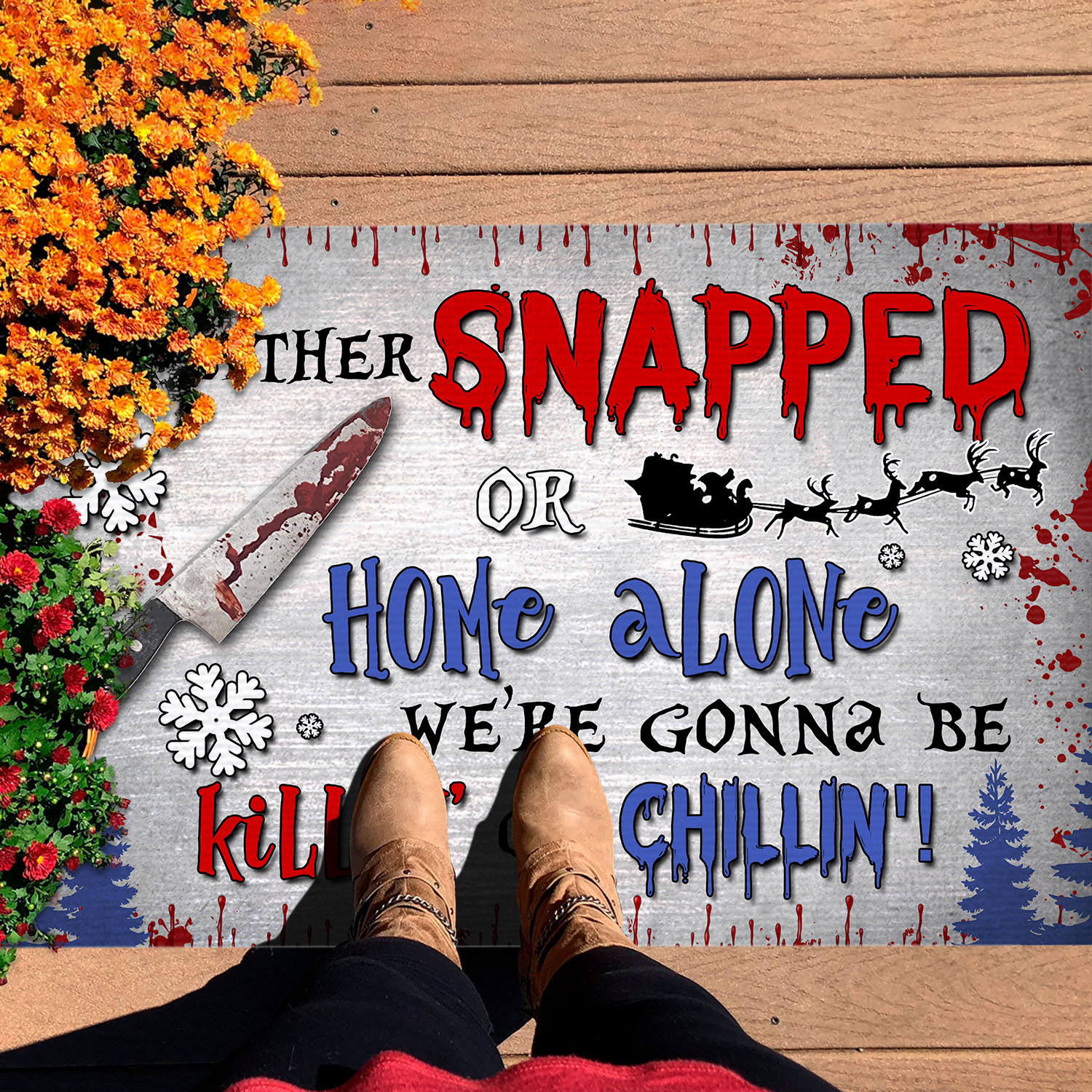 2VT. UU TIEN It's Either Snapped Or Home Alone doormat Doormat mockup 7