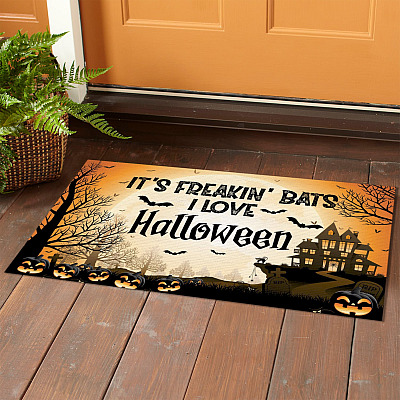 Alternative view of It's Freakin' Bats I Love Halloween House Doormat - Outdoor Indoor Doormat - Funny Halloween Doormat
