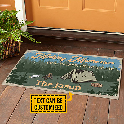 Alternative view of Personalized Family Name Making Memories One Campsite at A Time Doormat - Outdoor Indoor Doormat