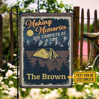 Personalized Family Name Making Memories One Campsite at A Time Decorative Garden Flag - Indoor Outdoor Flag - House Flag