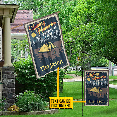 Alternative view of Personalized Family Name Making Memories One Campsite at A Time Decorative Garden Flag - Indoor Outdoor Flag - House Flag