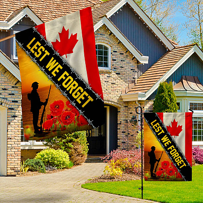 Alternative view of Lest We Forget Memorial Day Poppy Remembrance Day Canada Flag Decorative Garden Flag - House Flag