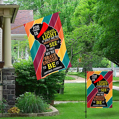 Alternative view of For There Is Always Light Amanda Gorman Decorative Garden Flag - Indoor Outdoor Flag - House Flag