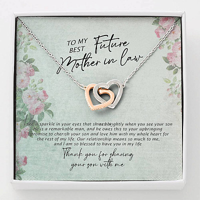 To My Best Future Mother In Law Thank You For Sharing Your Son With Me Joined Interlocking Hearts Necklace - Interlocking Hearts Necklace
