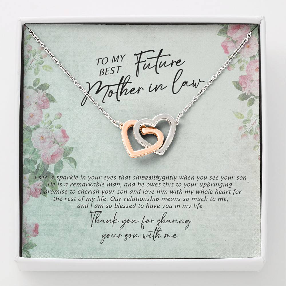 To My Best Future Mother In Law Thank You For Sharing Your Son With Me Joined Interlocking Hearts Necklace - Interlocking Hearts Necklace To My Best Future Mother In Law Thank You For Sharing Your Son With Me Joined Interlocking Hearts Necklace - Interlocking Hearts Necklace