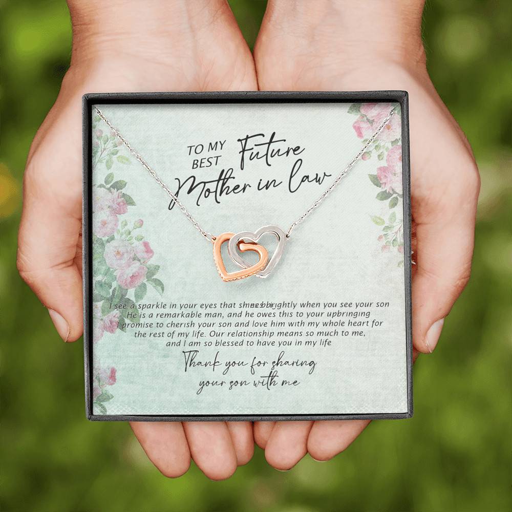 To My Best Future Mother In Law Thank You For Sharing Your Son With Me Joined Interlocking Hearts Necklace To My Best Future Mother In Law Thank You For Sharing Your Son With Me Joined Interlocking Hearts Necklace