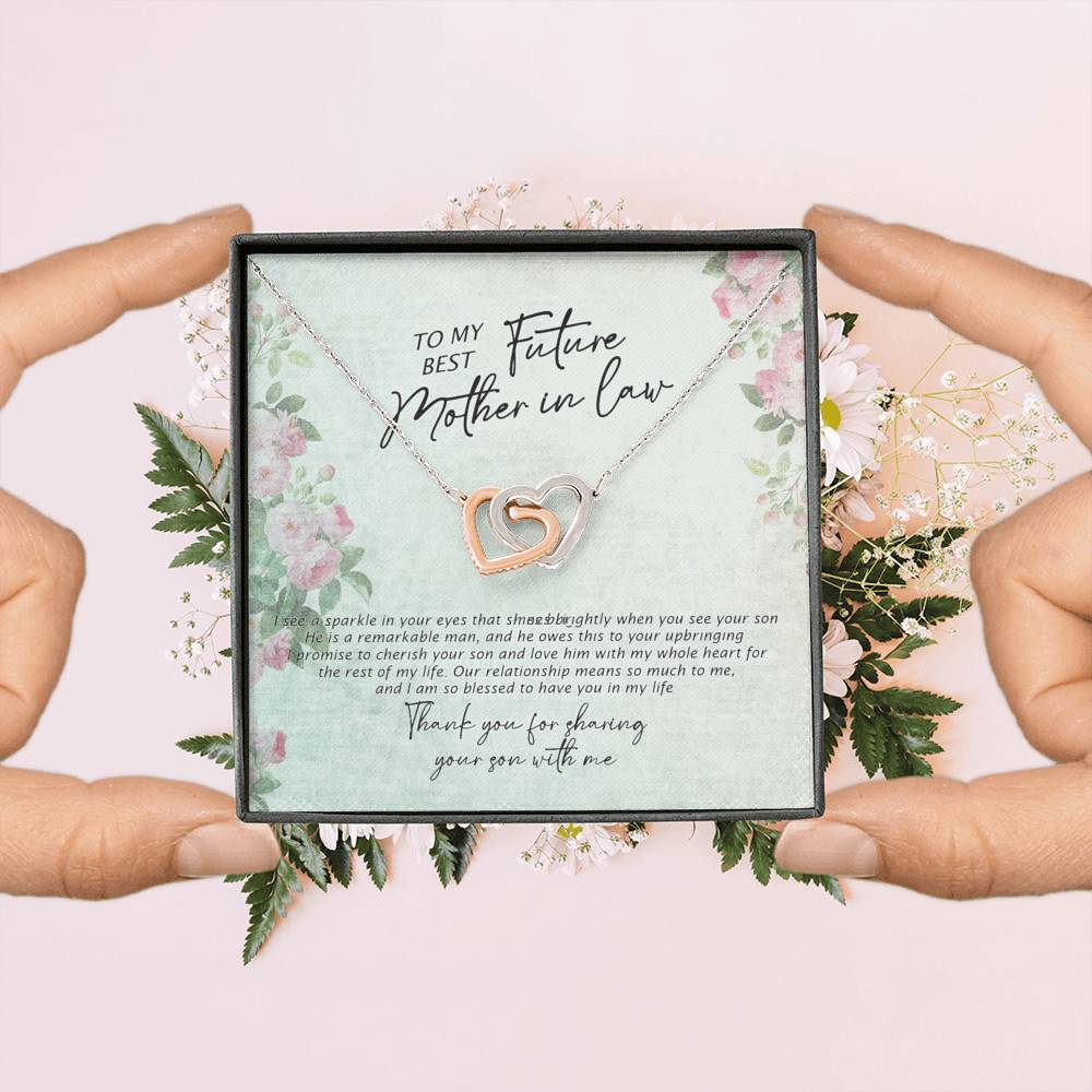To My Best Future Mother In Law Thank You For Sharing Your Son With Me Joined Interlocking Hearts Necklace To My Best Future Mother In Law Thank You For Sharing Your Son With Me Joined Interlocking Hearts Necklace