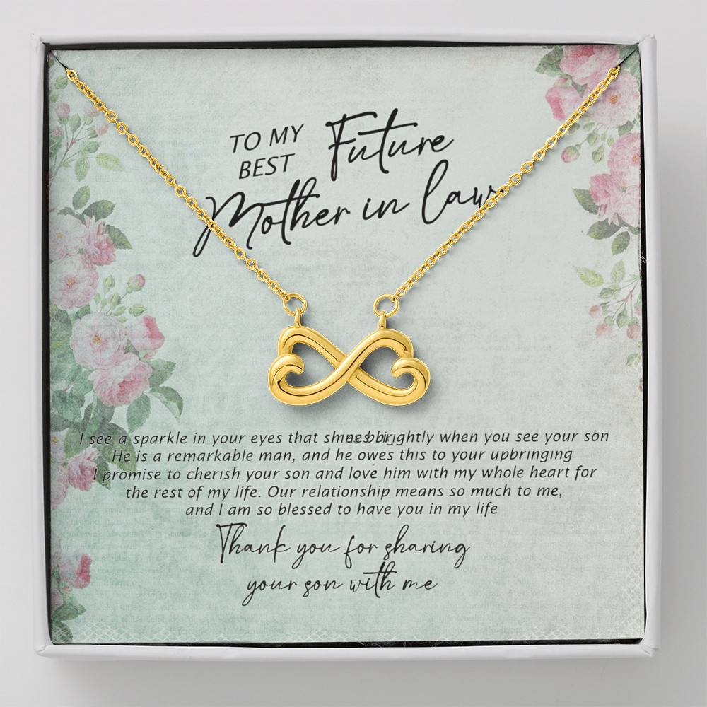 To My Best Future Mother In Law Thank You For Sharing Your Son With Me Infinity Heart Pendant Necklace - Infinity Heart Necklace (18K Yellow Gold)