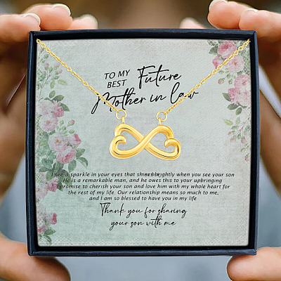 Alternative view of To My Best Future Mother In Law Thank You For Sharing Your Son With Me Infinity Heart Pendant Necklace