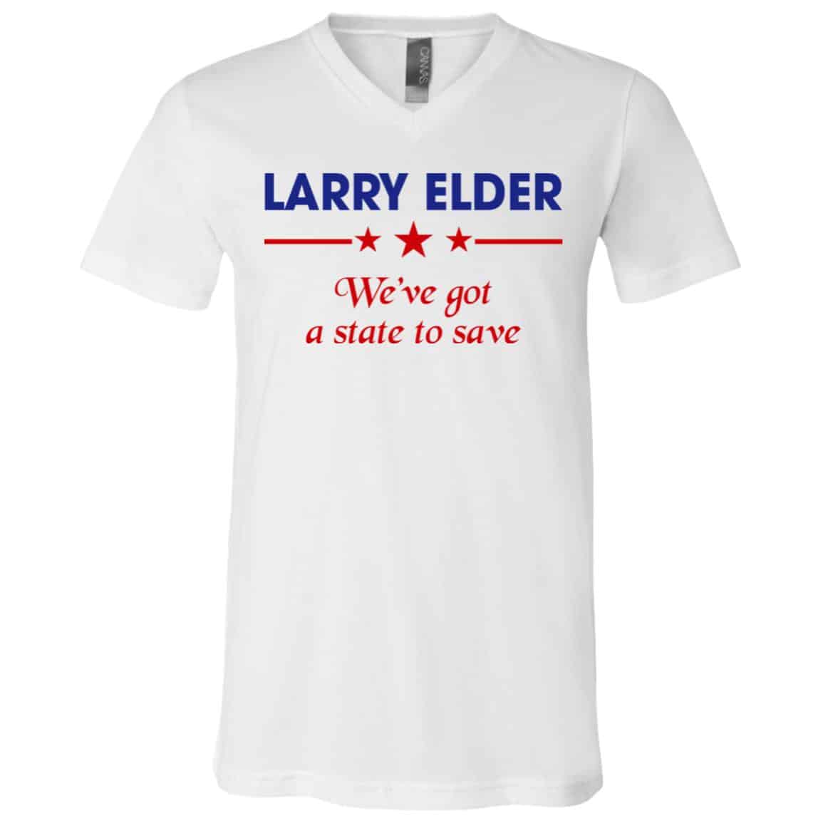 Larry Elder California Tshirt, White, V-Neck T-Shirt