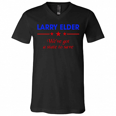 Larry Elder California Dark Tshirt, Black, V-Neck T-Shirt