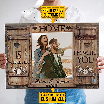 Alternative view of Personalized Photo Home Is Wherever I'm With You Gallery Wrapped Framed Canvas Prints - Unframed Poster