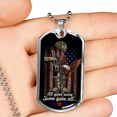 All Gave Some Some Gave All Honor Veterans Dog Tag Pendant Necklace