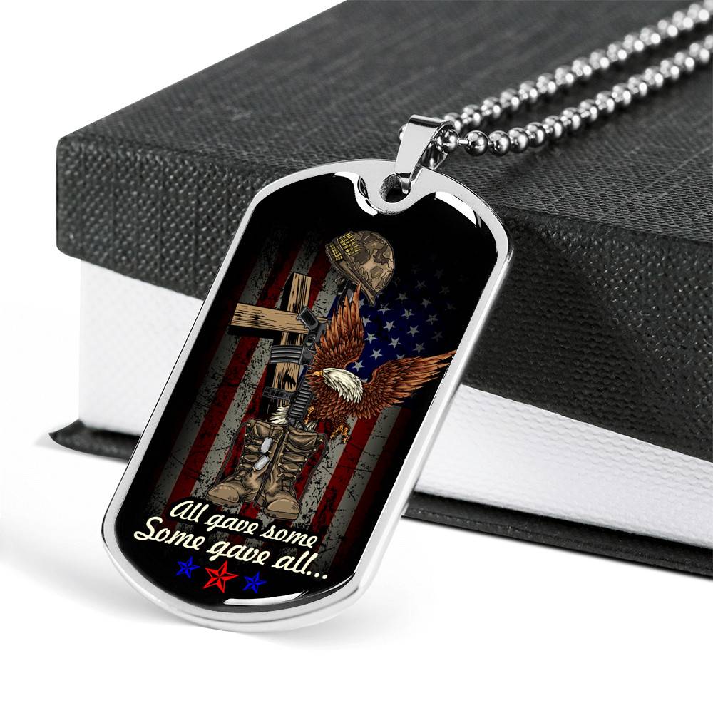 All Gave Some Some Gave All Honor Veterans Dog Tag Pendant Necklace