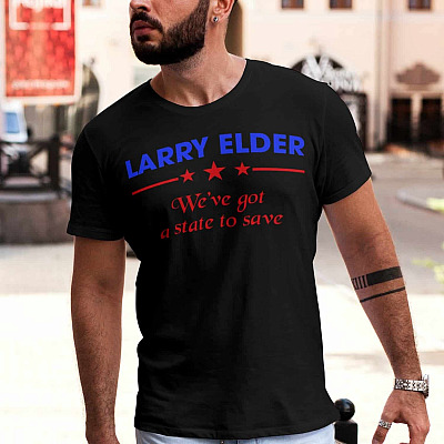 Alternative view of Larry Elder California We've Got A State To Save Dark T-shirt - V-neck - Larry Elder For Governor Shirt