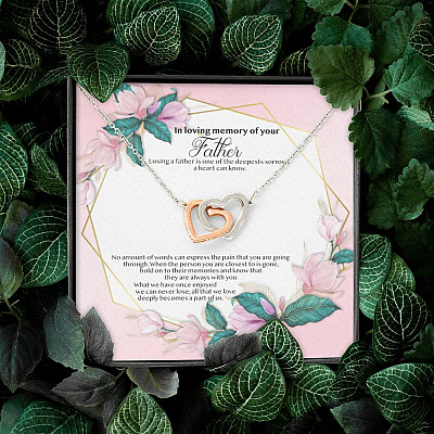 In Loving Memory Of Your Father Memorial Interlocking Hearts Pendant Necklace - Remembrance Bereavement Gifts
