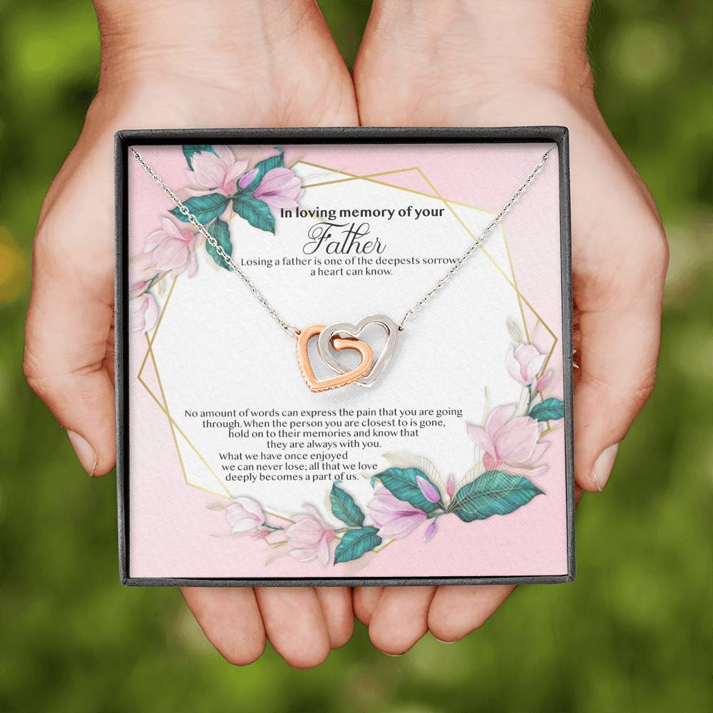 In Loving Memory Of Your Father Memorial Interlocking Hearts Pendant Necklace - Remembrance Bereavement Gifts