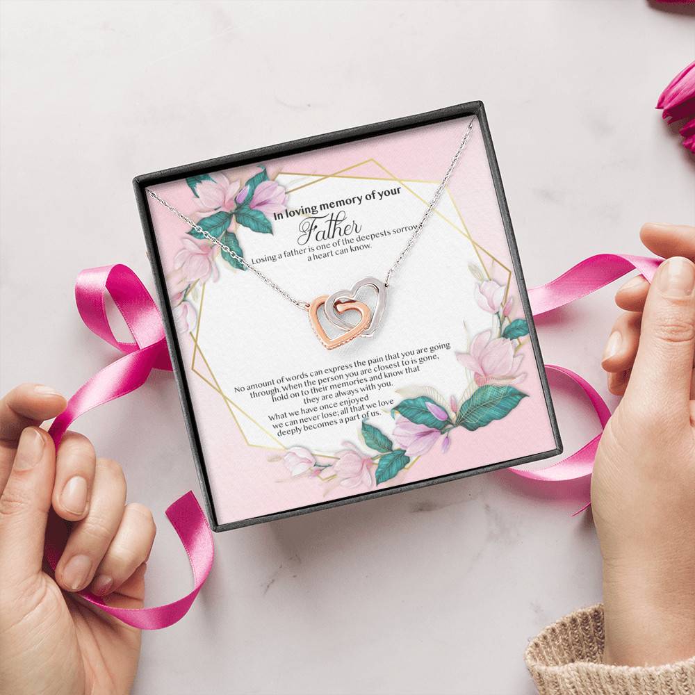 In Loving Memory Of Your Father Memorial Interlocking Hearts Pendant Necklace - Remembrance Bereavement Gifts