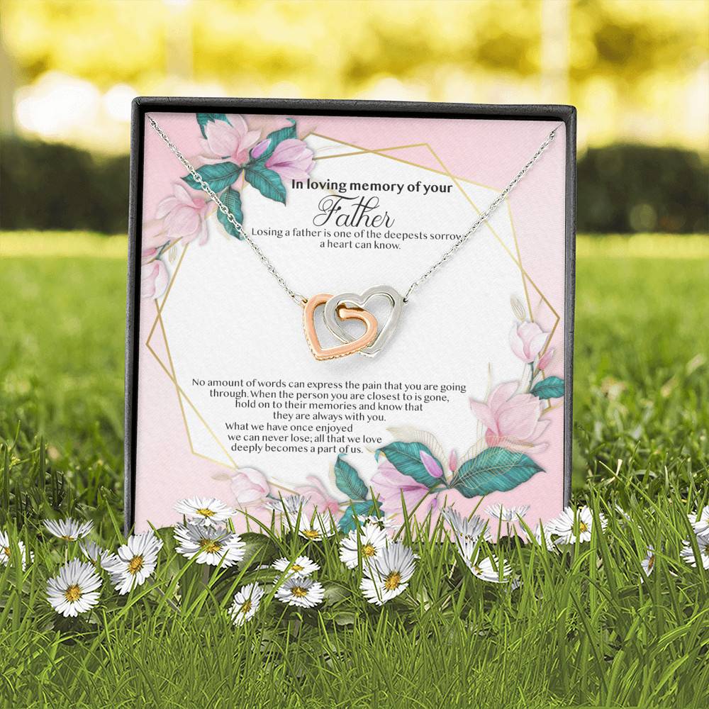 In Loving Memory Of Your Father Memorial Interlocking Hearts Pendant Necklace - Remembrance Bereavement Gifts